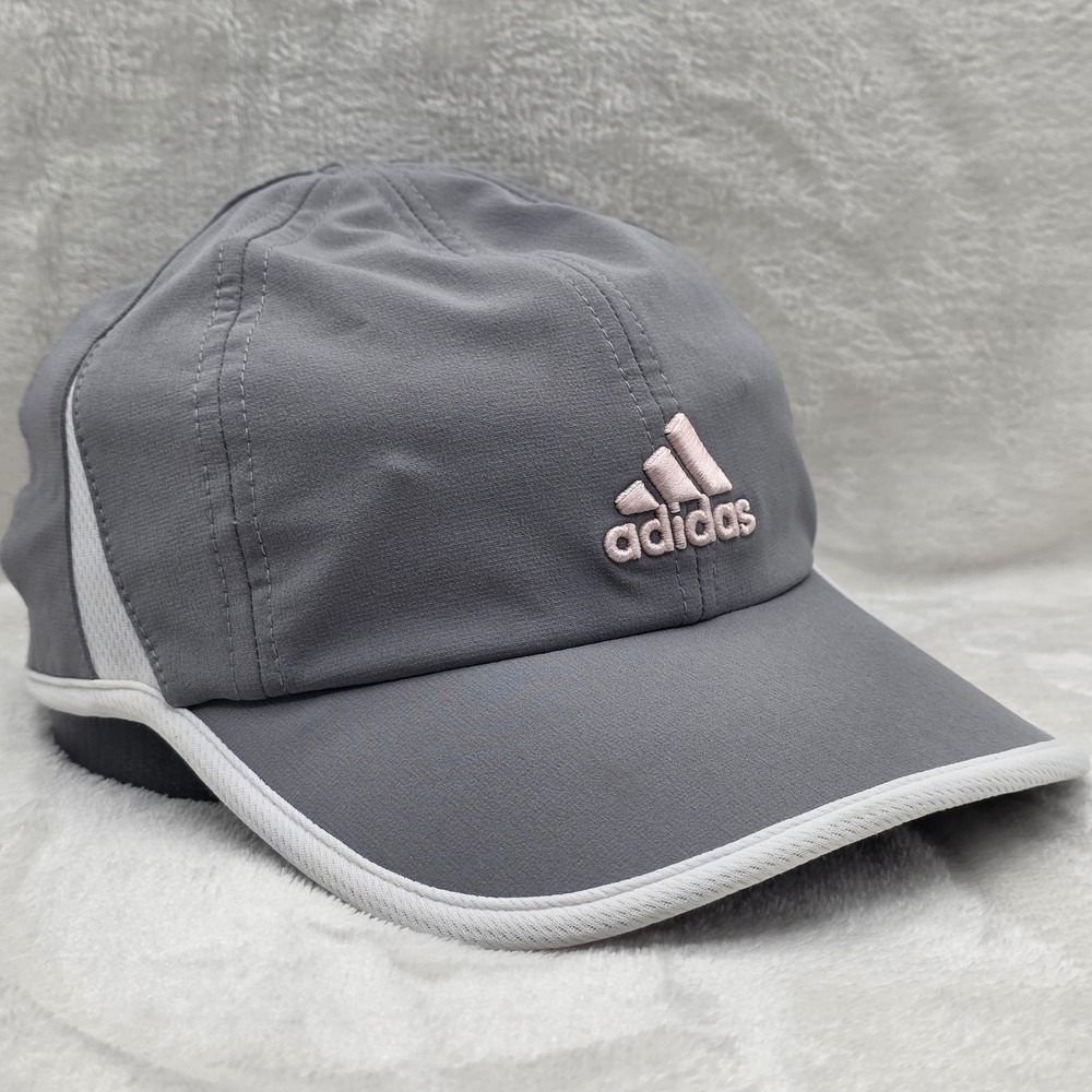 Adidas Hat Cap Strap Back‎ Gray White Adizero ClimaCool Running Athletic Womens